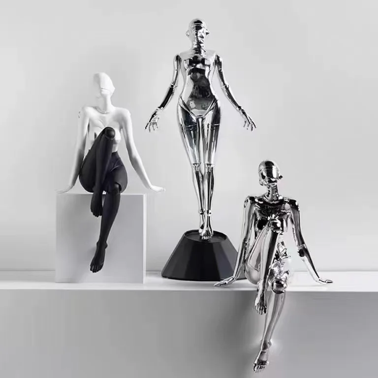 Electroplating machinery goddess sitting posture decoration simple modern abstract figure sculpture living room soft decoration