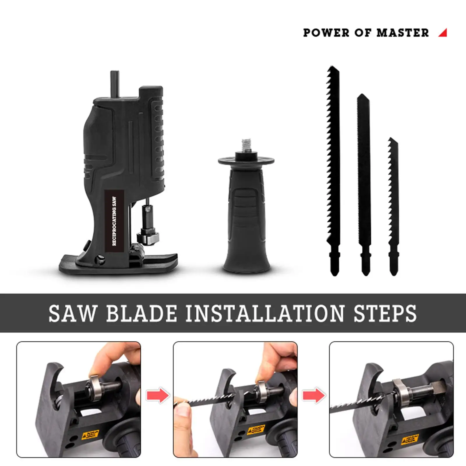 Portable Electric Reciprocating Saw Attachment Adapter Household Modified Power Tool Metal Cutter Woodworking Tools w/ Saw