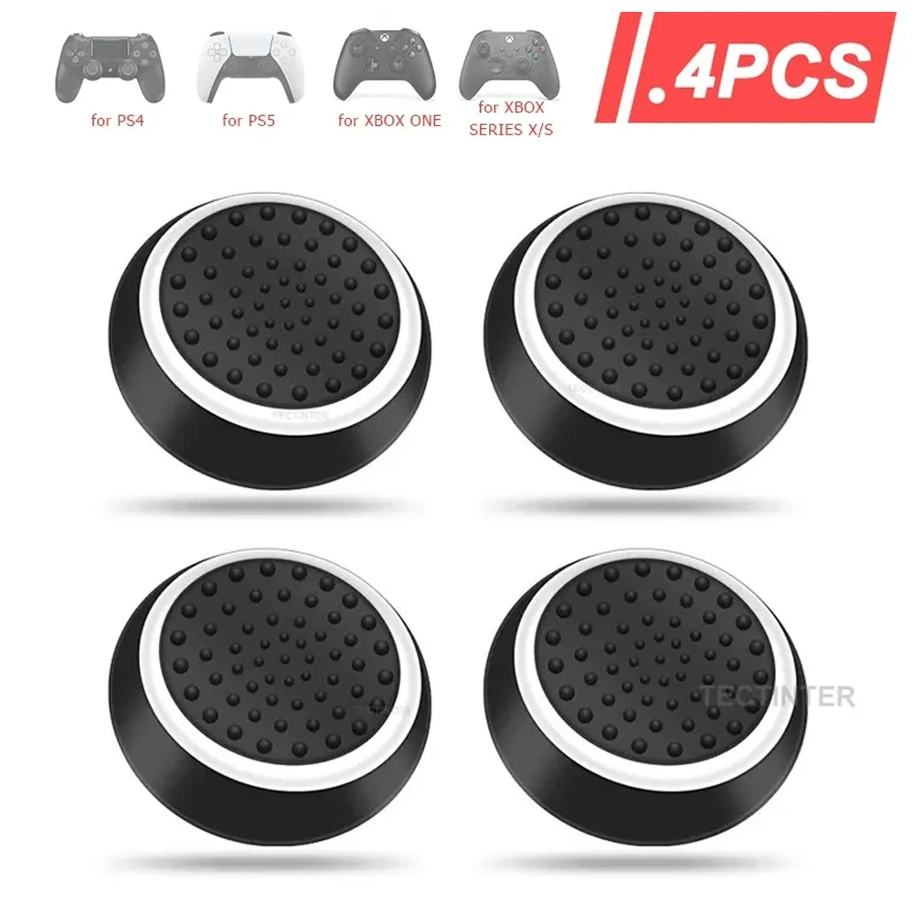 4 قطعة غطاء عصا التحكم التناظرية من السيليكون لـ PS5/PS4/PS3/Switch 2 JoyCon غطاء قبضة لوحدة تحكم Xbox One/Xbox Series X S/Xbox 360