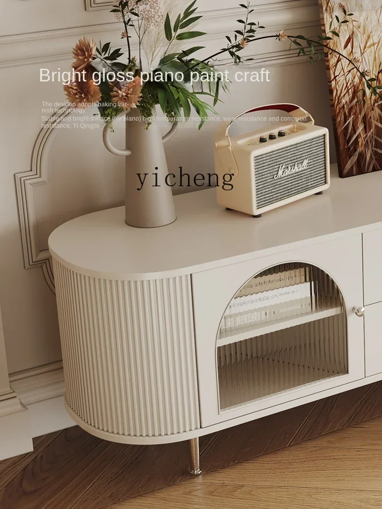 u3 Solid Wood TV Cabinet Cream Style Tea Table Combination Light Luxury Living Room High Sense TV Stand