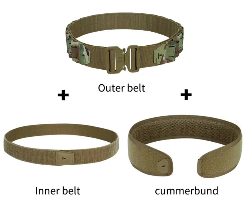 Tactical Belt 3 IN 1 Laser Cut Quick Release Buckle MOLLE Combat Shooting Belt with Inner Belt & Back Support Pad image 2