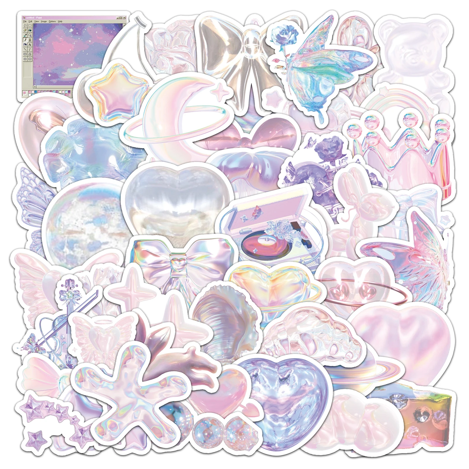 

50Pcs Cute Cartoon Kawaii Series Cartoon Cute Waterproof Sticker Skateboarding Retro home decal Sticker