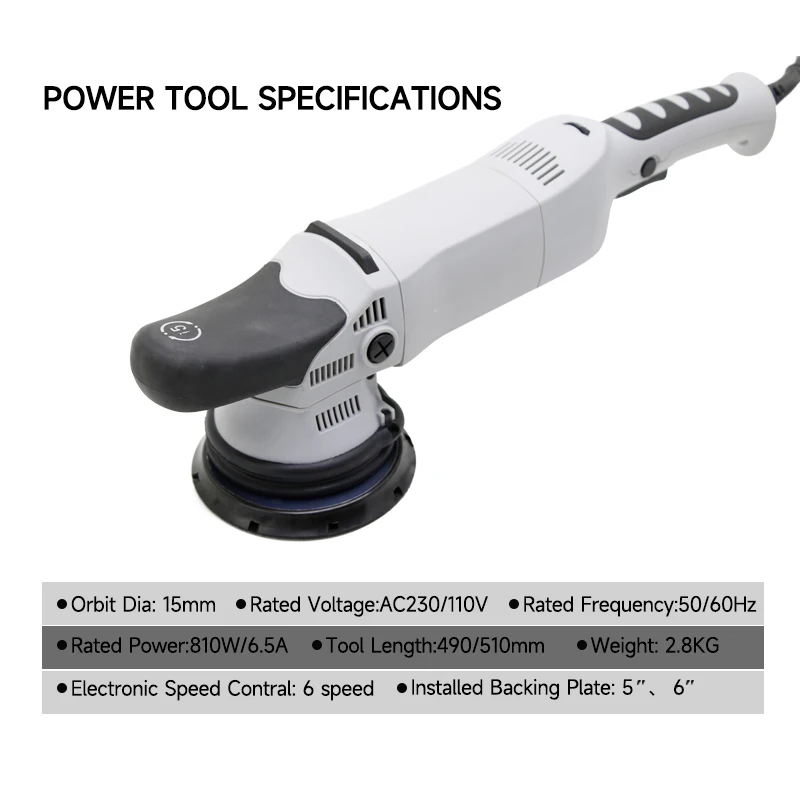 DETAILING Polijstmachine 900 W Dual Action Auto Polijstmachine 15 MM/21 MM Auto Buffer Polijstmachine 6 Variabele Snelheid voor Auto Detaillering - afbeelding 1