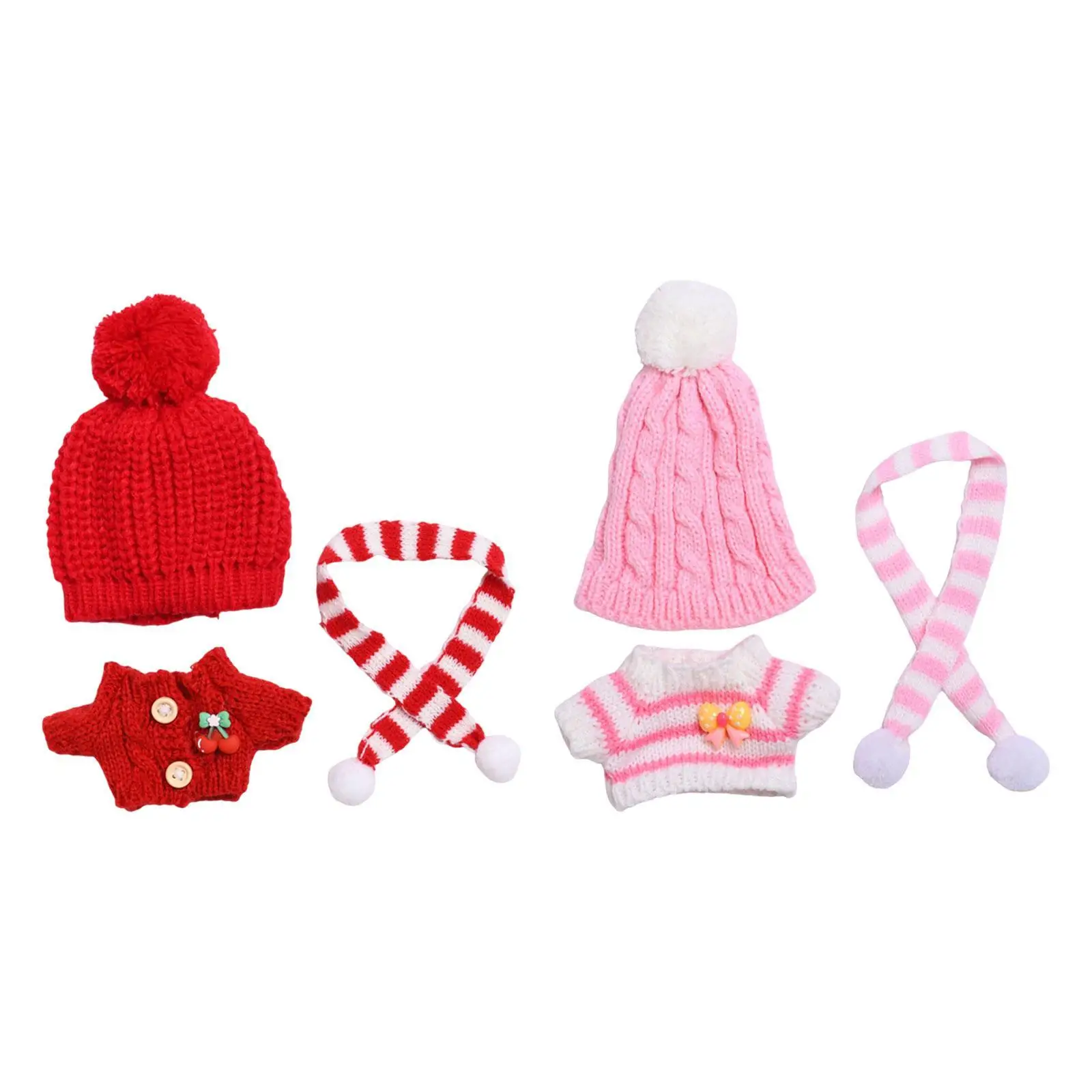 

17cm Fashion Doll Sweater Set Cloth Dress Hat Scarf Tiny Dolls Outfits for Girls Boys Collectors
