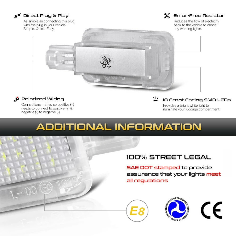 Luz Interior LED para maletero de coche, lámparas para Honda Civic Fit Jazz Accord City Insight HR CR V Acura MDX YL RDX TLX TSX