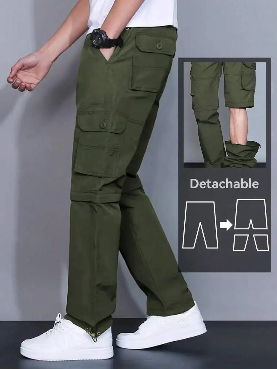 

Men’s Convertible Cargo Trousers With Removable Lower Legs, Loose Fit Quick-Dry Multi-Pocket Work Pants