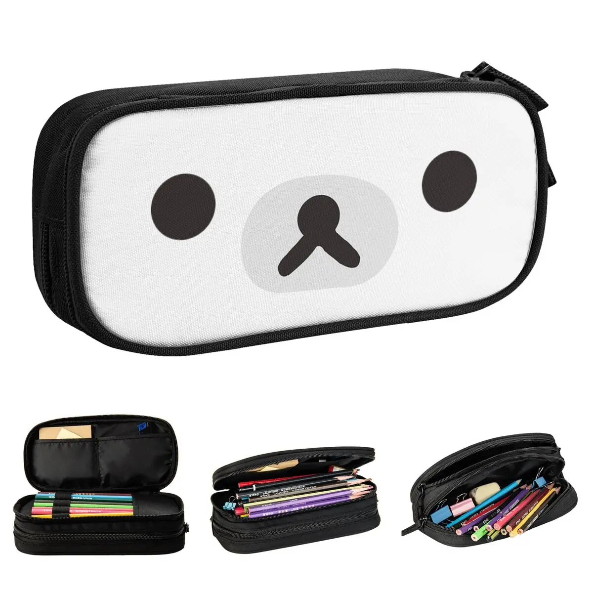 Пеналы Rilakkuma с лицом медведя, забавные сумки для ручек, студенческие большие сумки для хранения, школьные подарки, пеналы