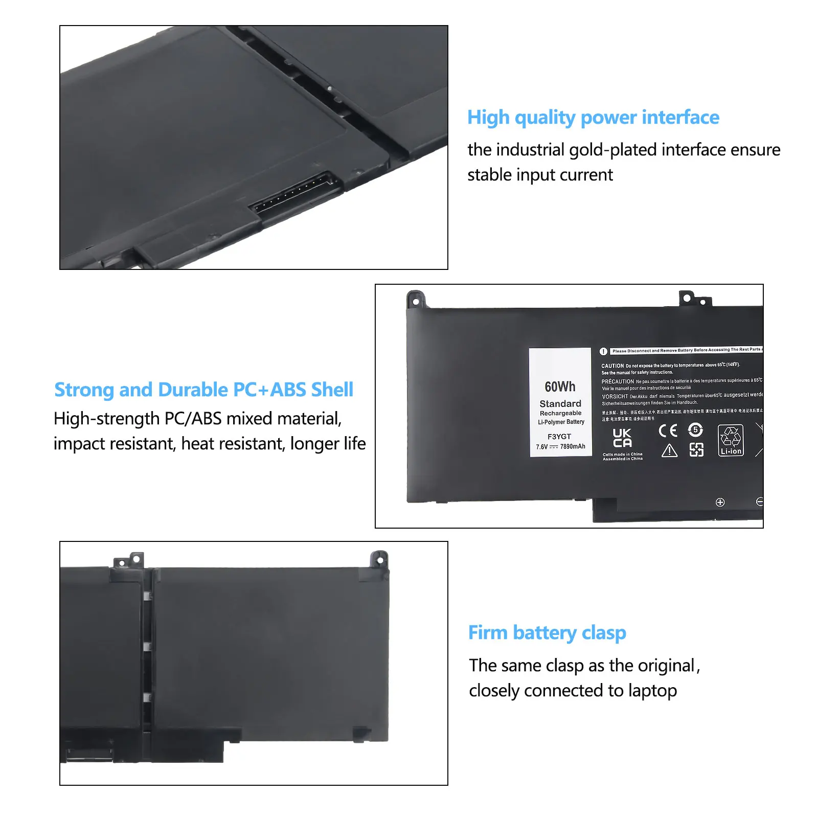 Neue F3YGT für Dell Batterie Latitude 7480 12 13 7000 7280 7290 E7280E7290 E7380 E7390 7000 7380 7390 7480 7490 2X39G 7,6 v/7890 mAh – Detail 5