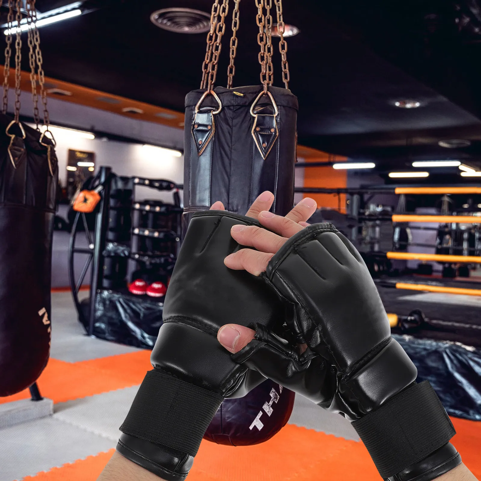 

1Pair High-Quality Half-Finger Kickboxing Gloves Portable Sparring Gloves Five-Finger Separated Comfortable Fit Best Absorption