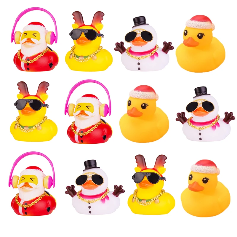 12PC Christmas Rubber Ducks Funny Rubber Ducks Christmas Day Duckies Toys for Jeep Ducking Floater Duck Christmas Themed Toys