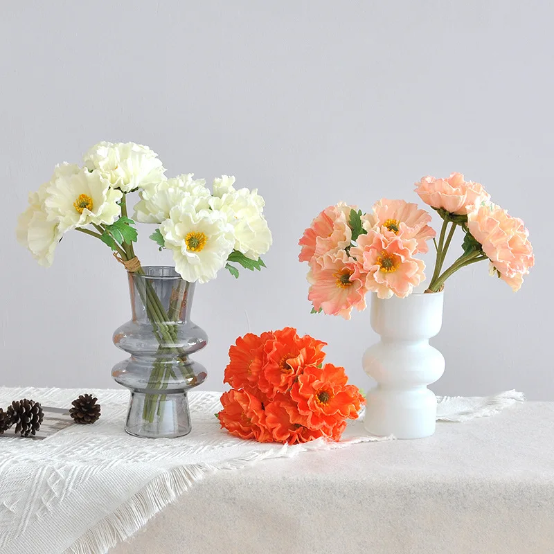 5 Stück/Bündel Künstliche PU-Mohnblumen, Brautstrauß, Hochzeitsdekoration, Kunstblumen für Zuhause, Raumdekoration, Party, Tischdekoration, Mohnblumen – Detail 1
