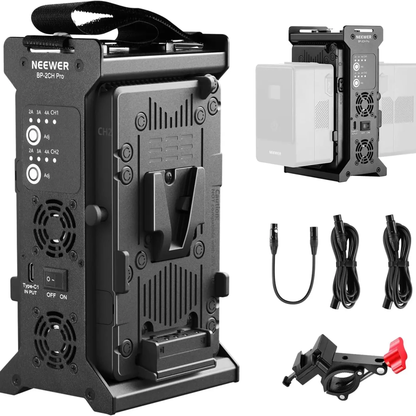 NEEWER ? chargeur de batterie à montage V, double canal, avec charge rapide PD USB C 100W, chargeur métallique pour SmallRig NEEWER PS099E VB99 NEEWER ? chargeur de batterie à montage V, double canal, avec charge rapide PD USB C 100W, chargeur métallique pour SmallRig NEEWER PS099E VB99