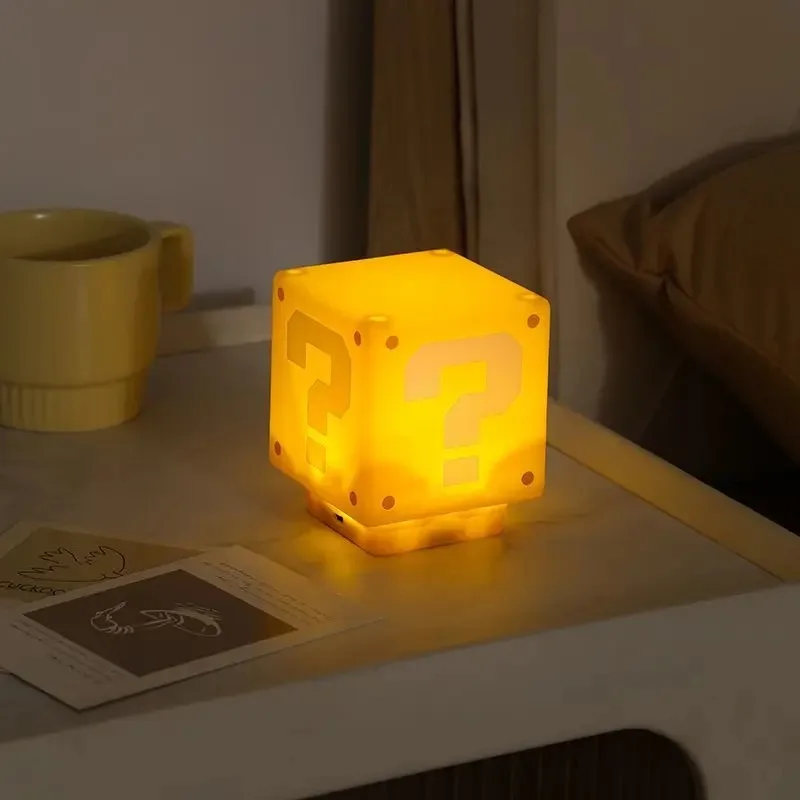 LED Pergunta Mark Brick Night Light com Música, Lâmpada de mesa de carregamento USB, Aniversário e presentes de Natal