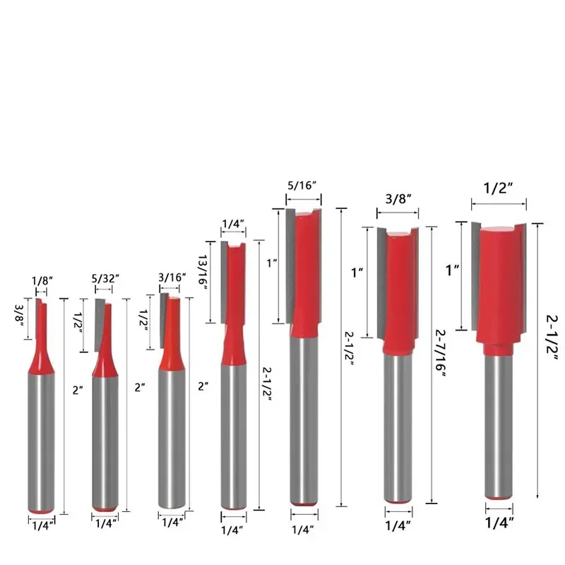 1pc 1/4inch Shank Straight Bit Tungsten Carbide Single Double Flute Router  Wood Milling Cutter for Woodwork Tool