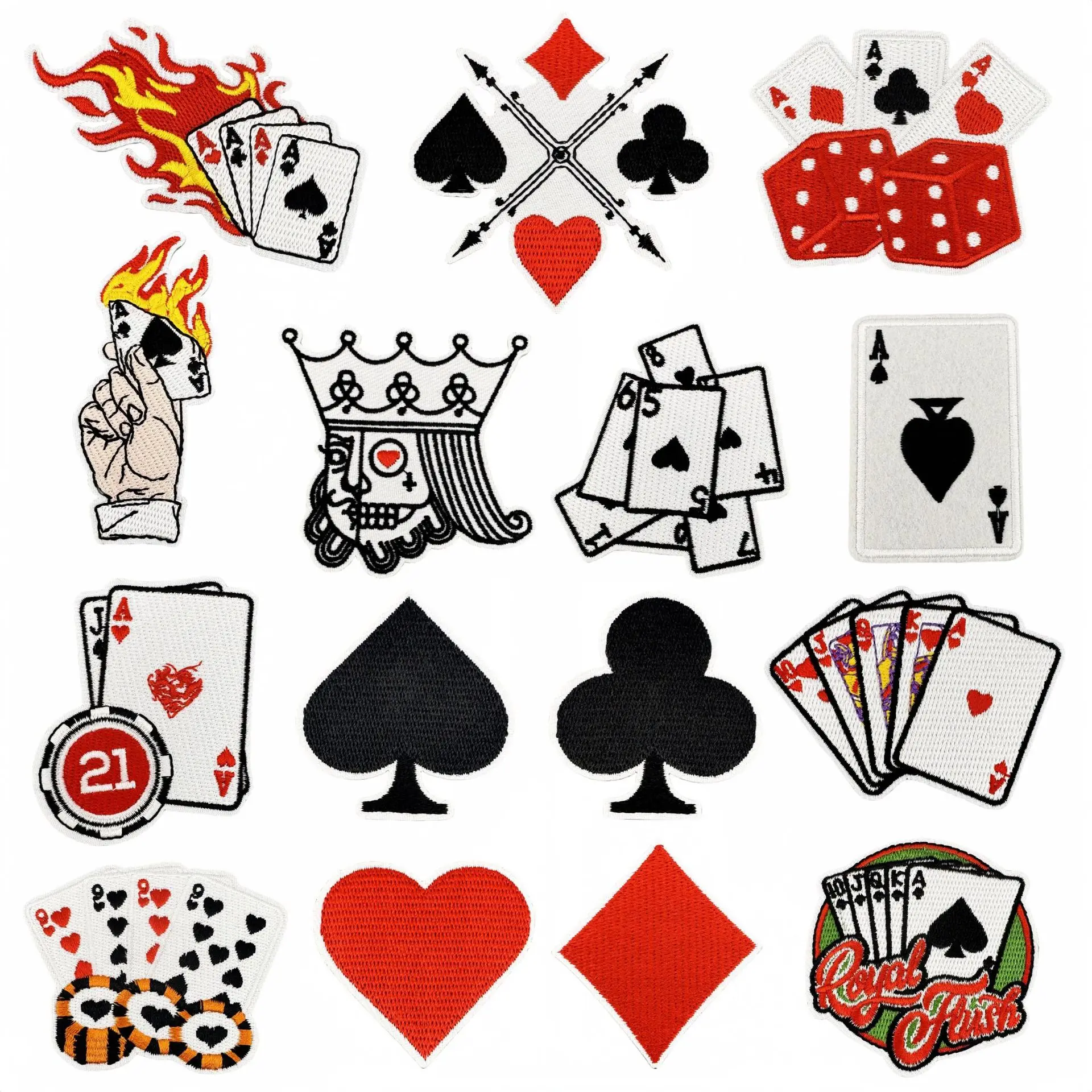 Ace of Spades Poker-Aufnäher - Bestickte Applikation mit Selbstklebender Rückseite für Kleidung, Taschen & DIY-Zubehör