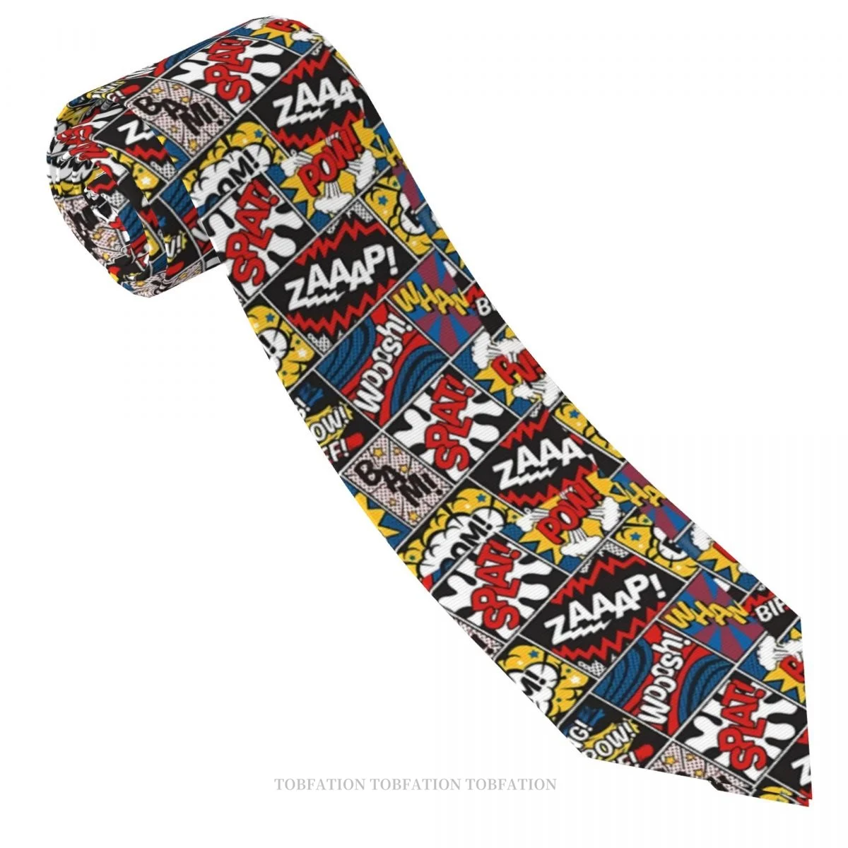 Pattern Print Ties Retro Comic Book Casual Unisex Neck Tie Daily Wear Narrow Striped Slim Cravat