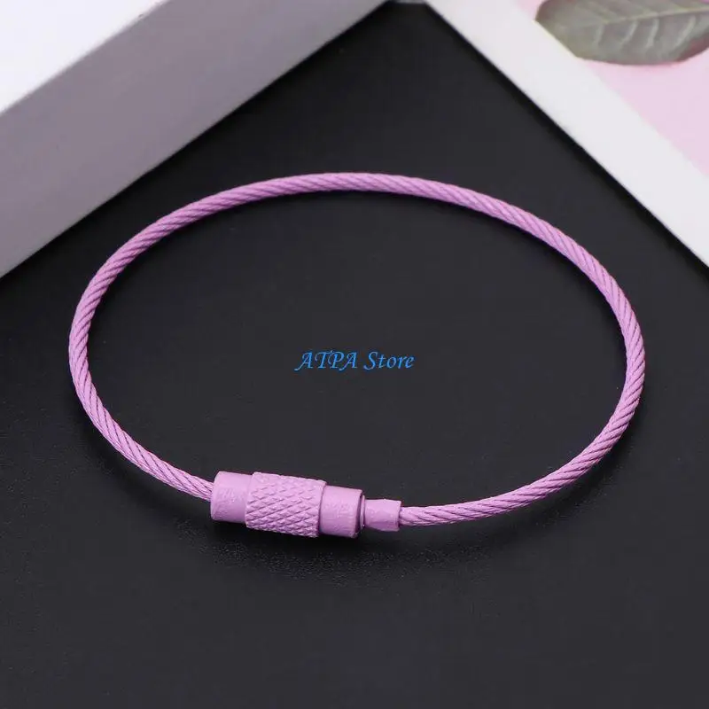 U13C Outdoor Luggage Tag Loop Rope Full Color Stainless Steel Wire Keychain Cable for Key Ring Chain