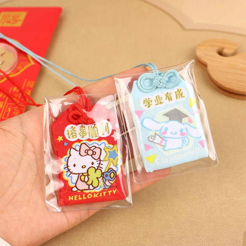 Melody Pochacco Embroidery Keychain Sanrio Anime HelloKittys Amulet Pendant Protective Charm Bag Accessories Gifts