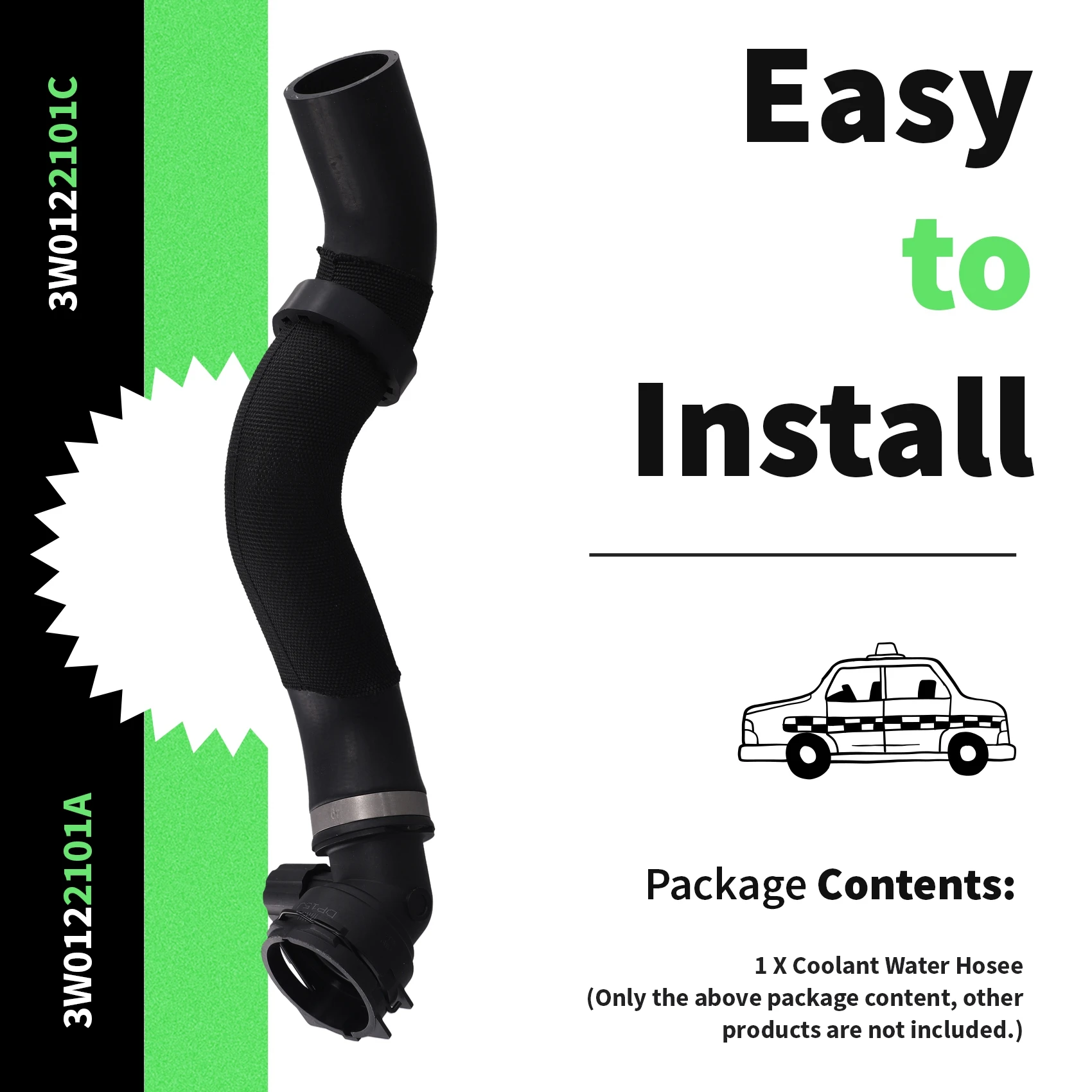 For Bentley Continental Flying Car Radiator Hose Coolant Water Hose 3W0122101A 3W0122101C-Y79A