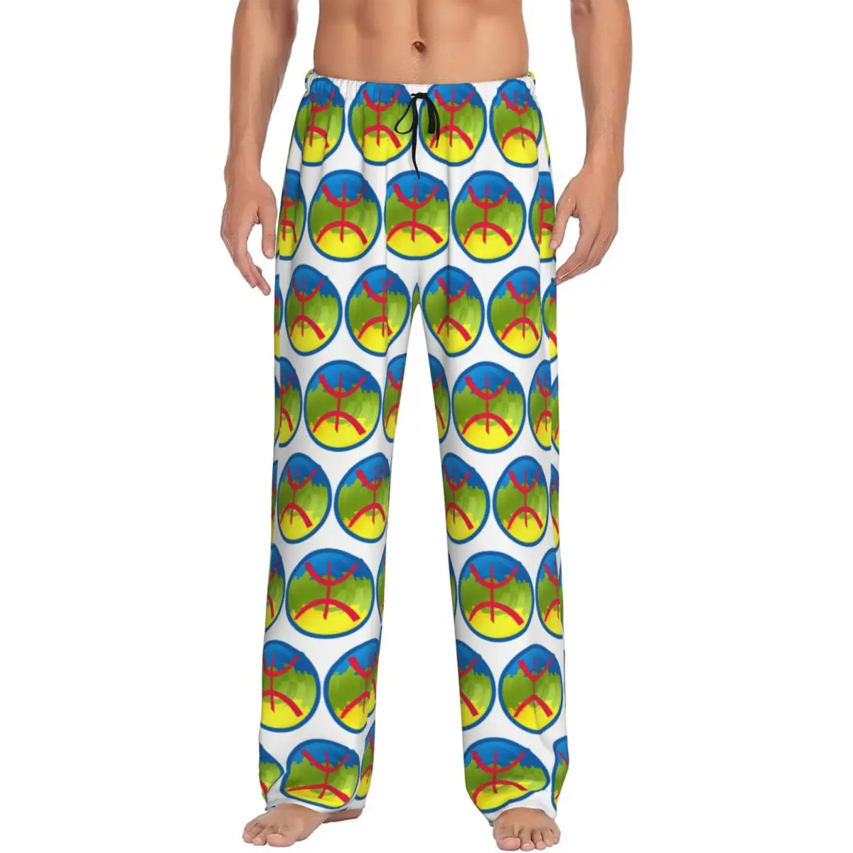 

Custom Berber Kabyle Berbers Amazigh Flag Pajama Pants Men Sleepwear Sleep Lounge Bottoms with Pockets