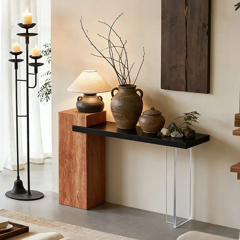 

Natural Travertine Entrance Table high-end creative living room console tables elegant art konsola do przedpokoju home furniture