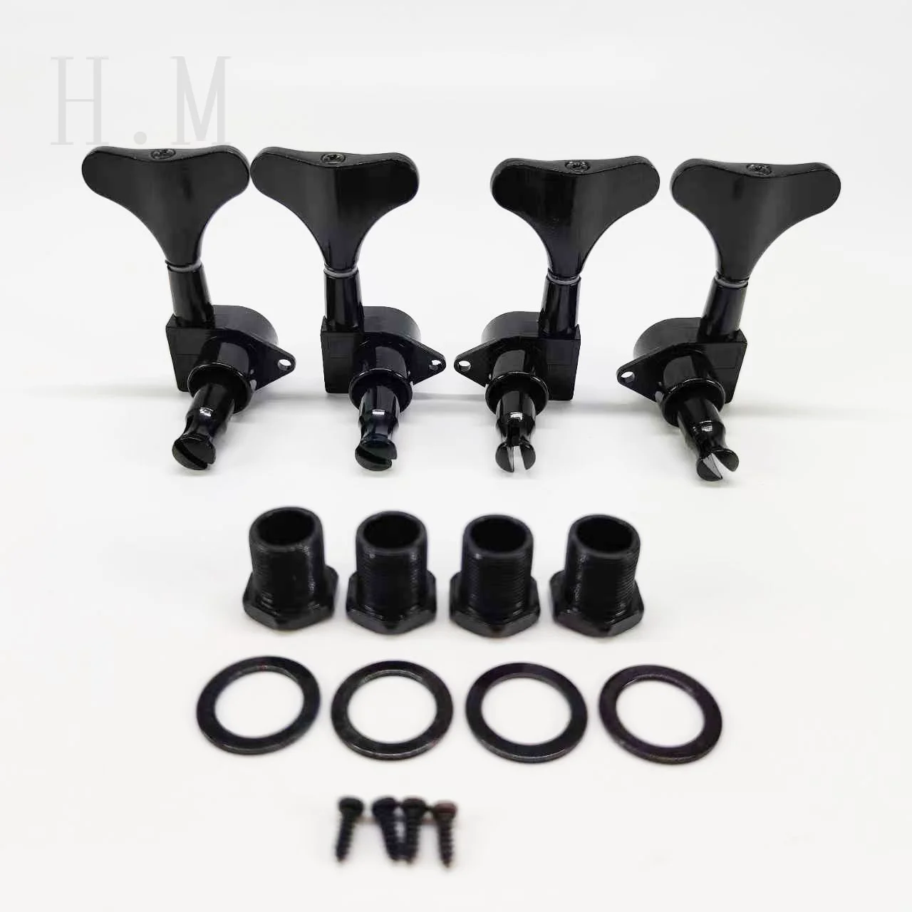 Electric Bass Tuning Pegs Fishtail Fully Enclosed Design Machine Heads Tuning Pegs for 4-string Electric Bass Guitar Accessories