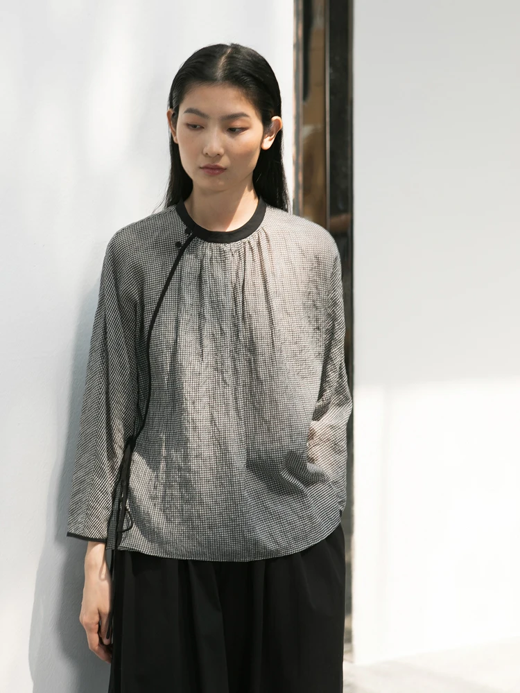 

Новая коллекция Le: Ультратонкий шелково-хлопковый белый топ с поясом для коррекции фигуры в новом китайском стиле, летний, для женщин, повседневный...