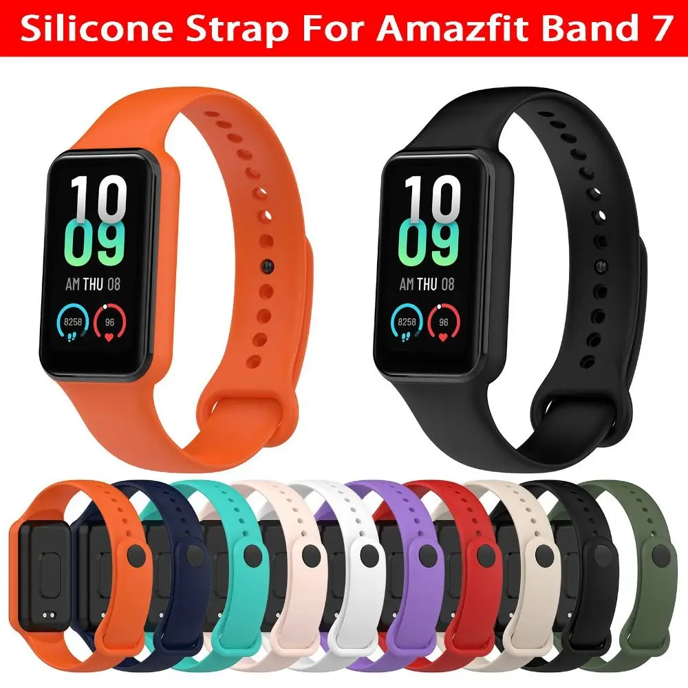 Soft Silicone Sport Strap For Amazfit Band 7 Bracelet Replacement Watchband For Amazfit Band 7 Wrist Strap Smart Watch Correas