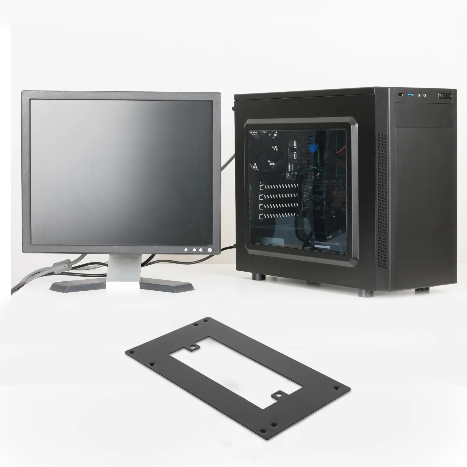 

Aluminum ATX to Bracket Black Anodized Oxidation Brushed Power Adapter Baffle Computer Case Accessory Replacement