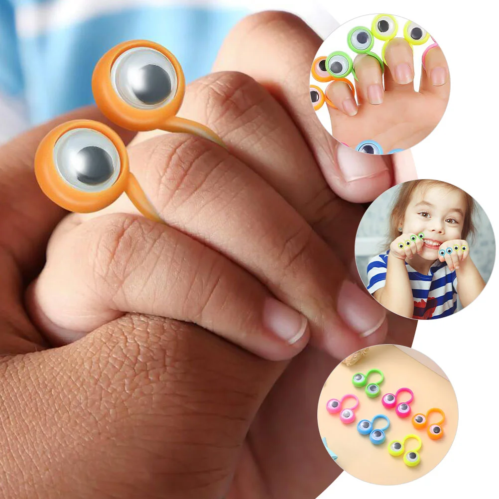 24 Pcs Big Eyes Ring Fidgets Hand Puppet Yip Finger Kid Gifts Small Toys for Kids Prizes Child