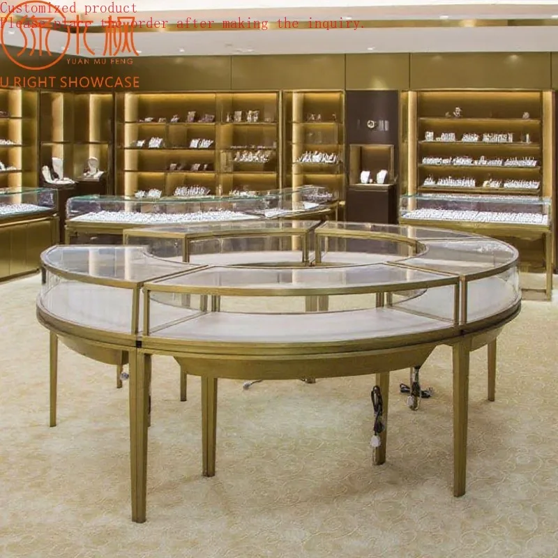 

Custom.Custom Luxury Lockable Jewelry Island Showcase Display Cabinet Jewelry Display Cabinet Suitable for Jewelry Store Design