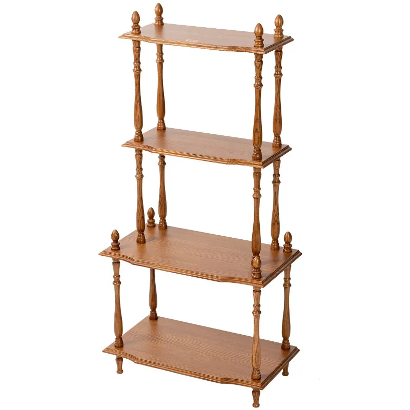 Retro ash wood household solid wood floor rack