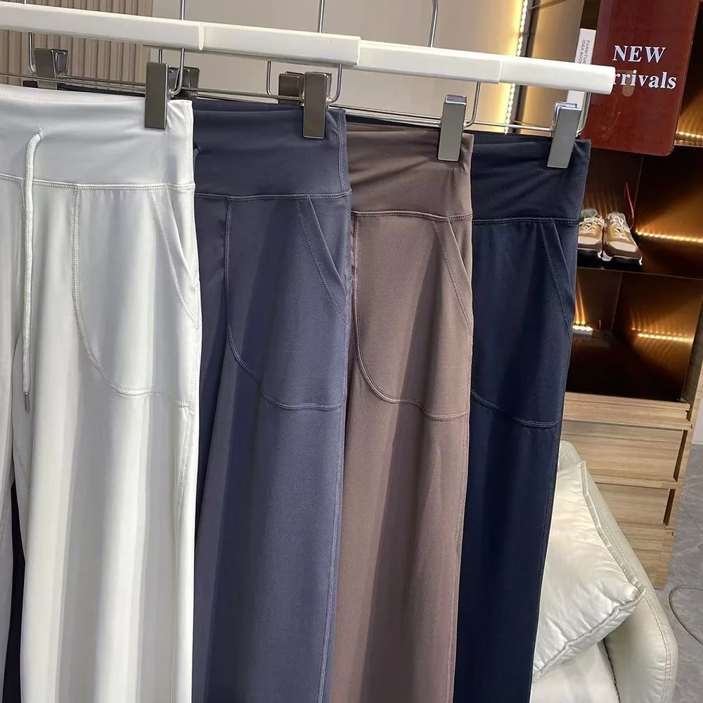 Damen-Sporthose mit lockerer Passform und Taschen, gerade geschnittene, hochtaillierte Fitnesshose, Yoga-Hose, Pilates-Hose – Detail 22