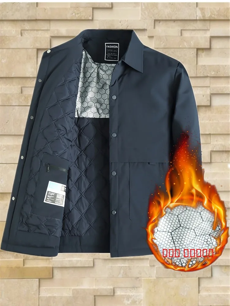 

Thiened Cotton Jaet Men's Busin irt Collar Winter Warm Coat Large Size Dad Comfortable Flap Collar Cotton Clothing