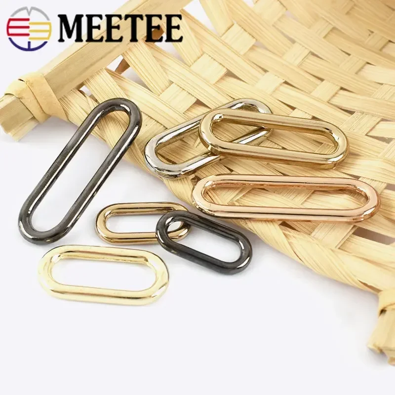 10Pcs Meetee 15mm-60mm O Ring Seamless Oval Metal Buckles for Shoes Luggage Handbag Rings Egg Button DIY Hardware Accessories