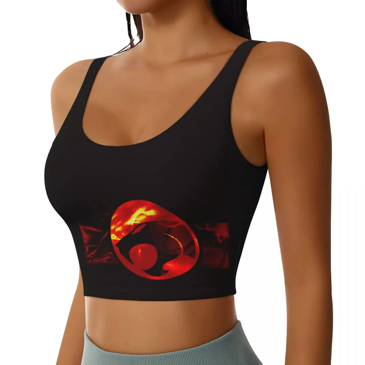 Custom Thundercats Workout Crop Tank Tops Women Seamless Cartoon Anime Yoga Running Sports Bras