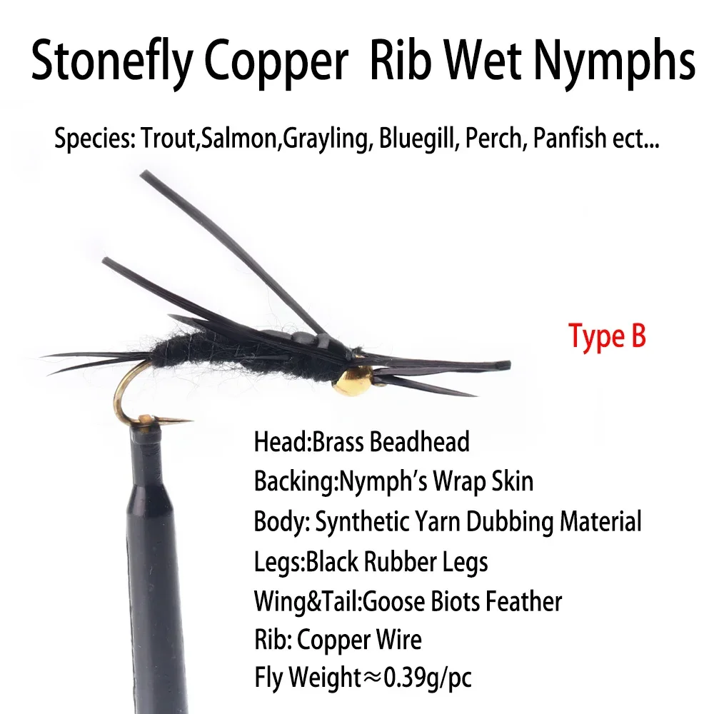 Vtwins Ninfa Stonefly mojada con púas para salmón – atado de moscas - imagen 3