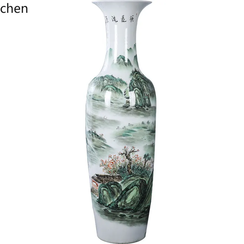 YXY Ceramic Floor-standing Large Vase Hand-painted Pastel Living Room Decoration Ornament