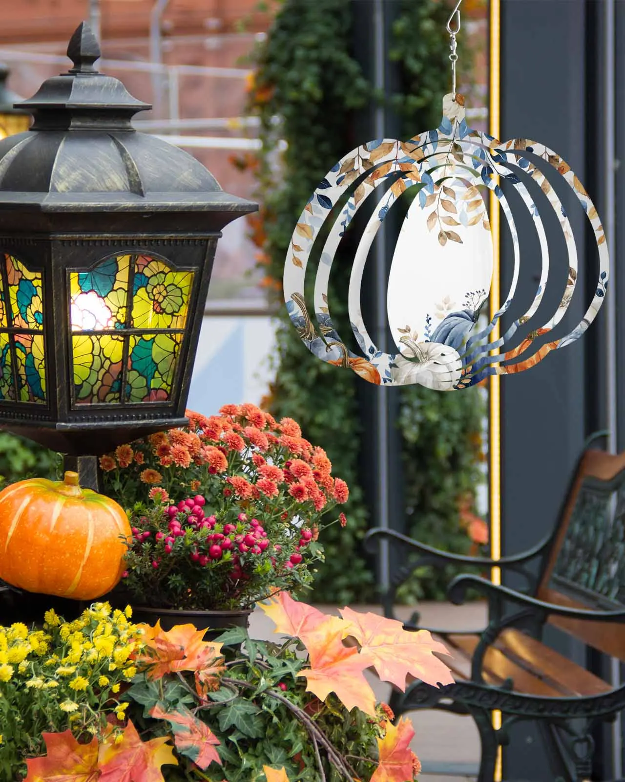 Thanksgiving Herbstlaub Balkon Edelstahl hängende Dekorationen für zu Hause 3d rotierenden Winds pinner