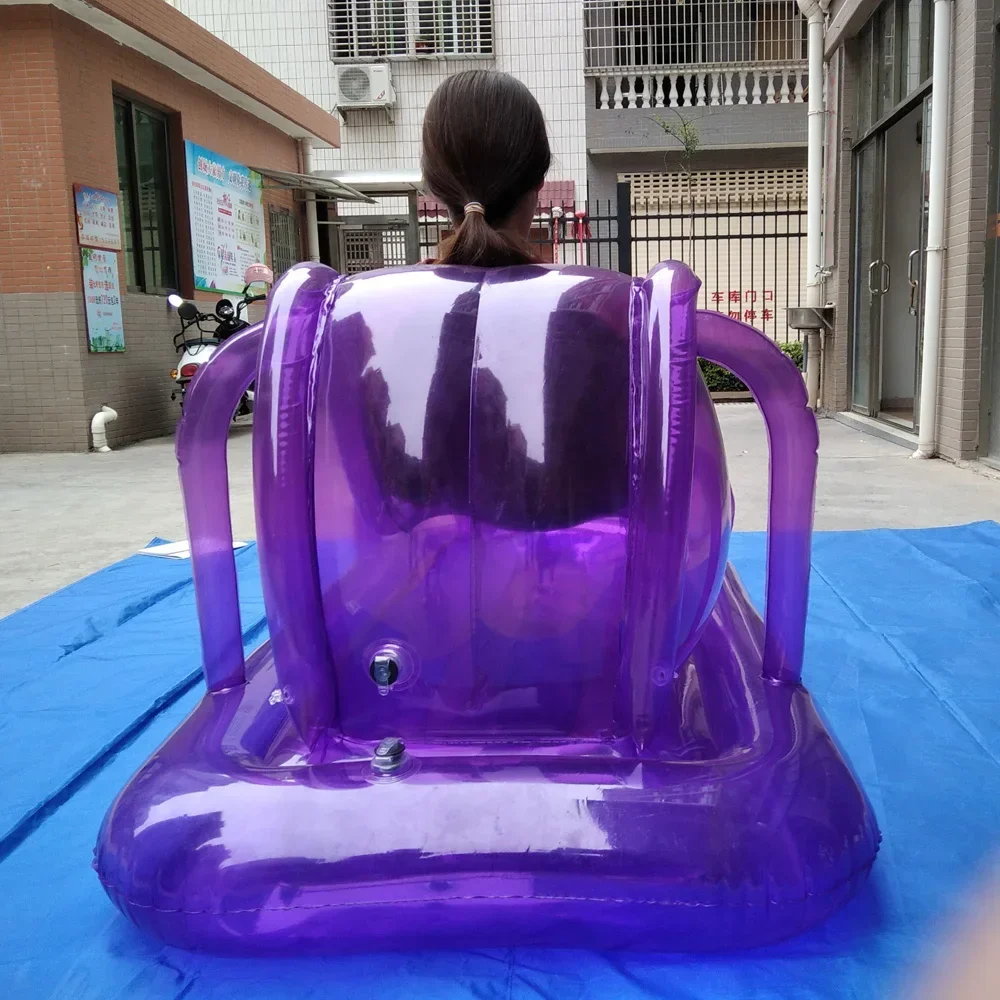 Transparent purple inflatable lounge chair sofa