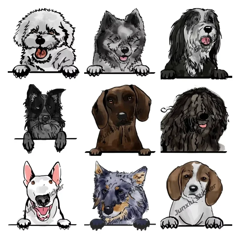 

Cartoon Animals Vinyl Decals Watercolor Peeking Car Decal Dog Mom Lover Sticker Dogs Owner Car Laptop Decal Decor Accessories