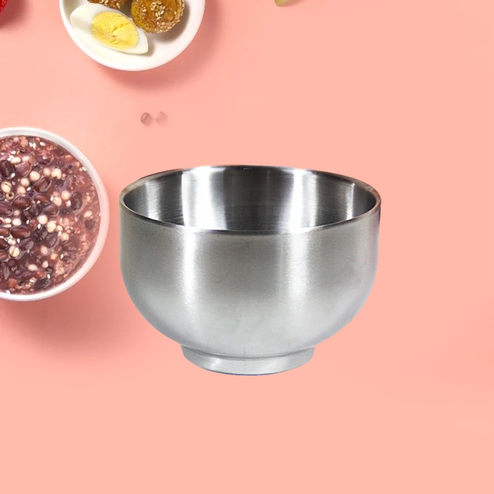 

Anti-scald Children's Bowl 14 Cm Stainless Steel Double Layer Soup Snack Thickening Kids Feeding Baby Toddler Bowls