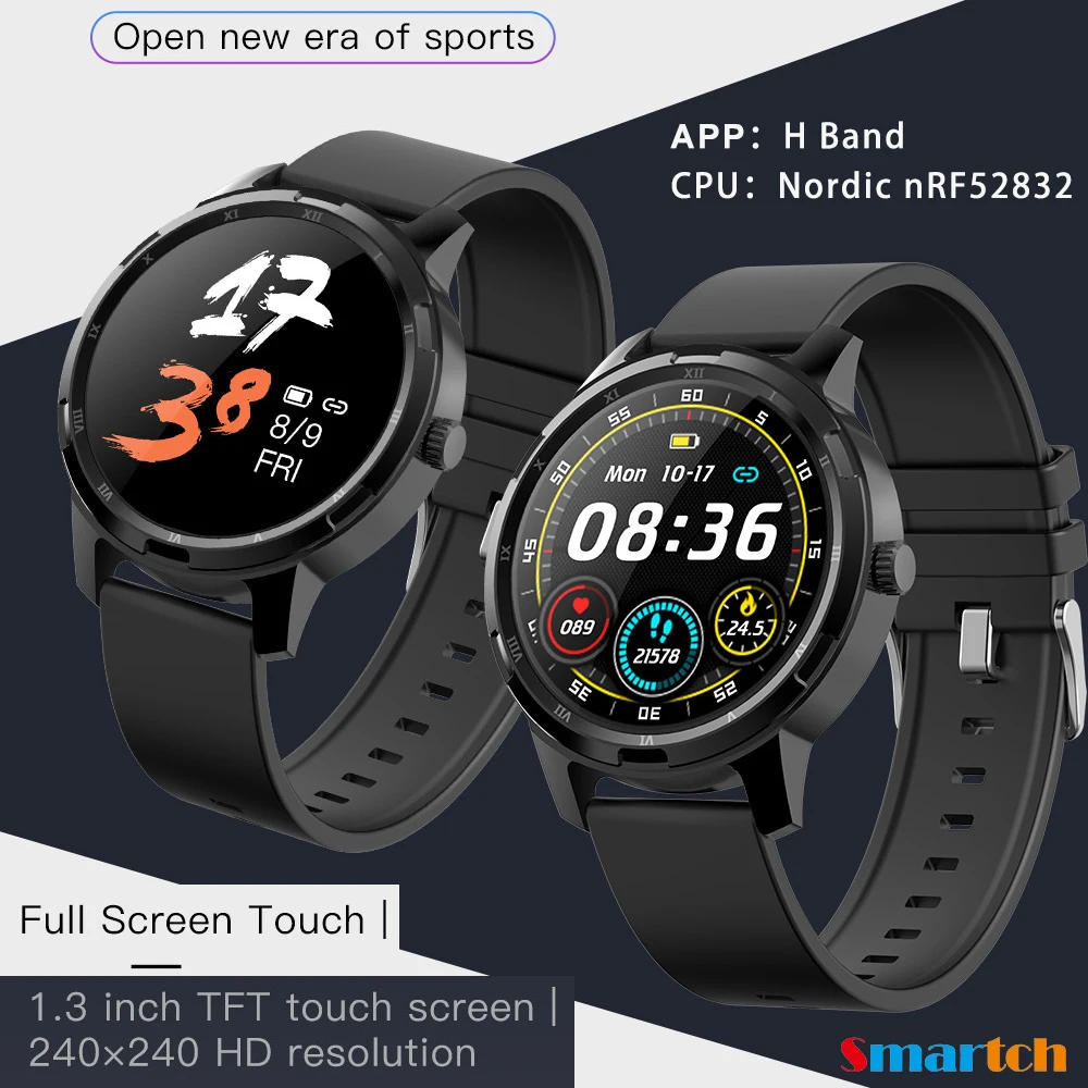 Sports Fitness Men Heart Rate Smart Watch Call Reminder Waterproof Women 1.3