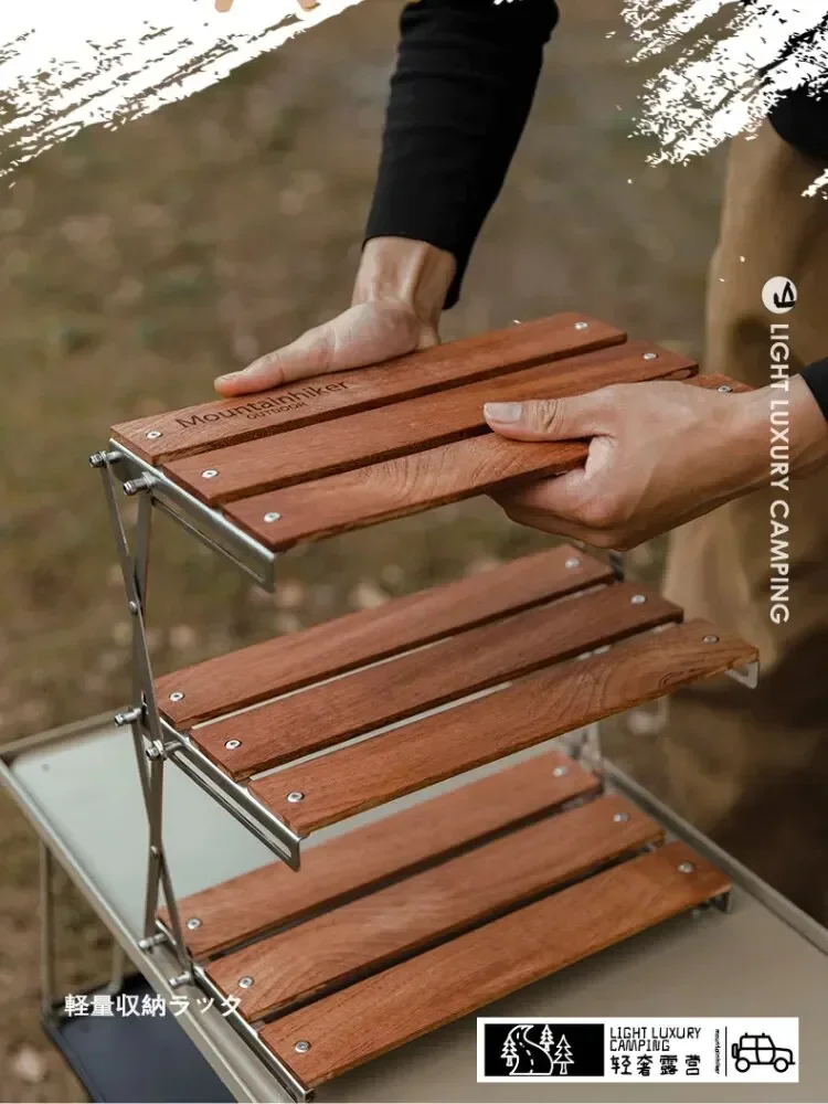 MOUNTAINHIKER Three-tier Rack Upgrade Outdoor Camping Rack Portable Folding Table Furnitures Foldable Picnic Camping Barbecue view 6
