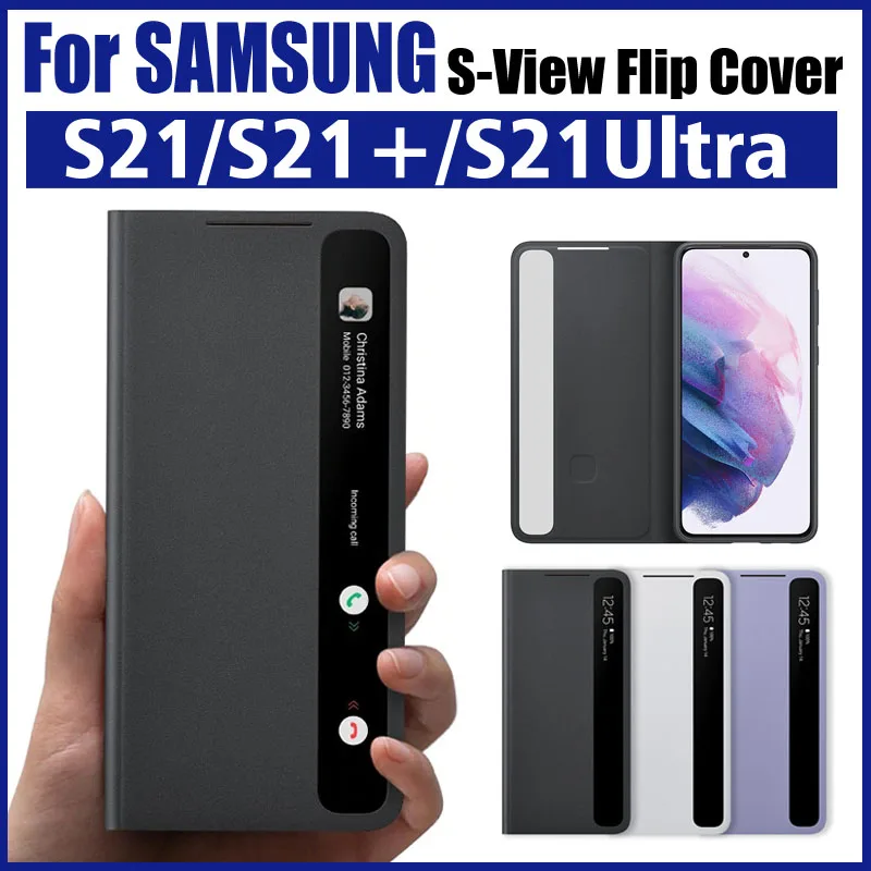 For Galaxy S21 5G Smart View Flip Mirror Case Samsung  S21 Ultra /S21 Plus Phone LED Cover S-View Cases EF-ZG998