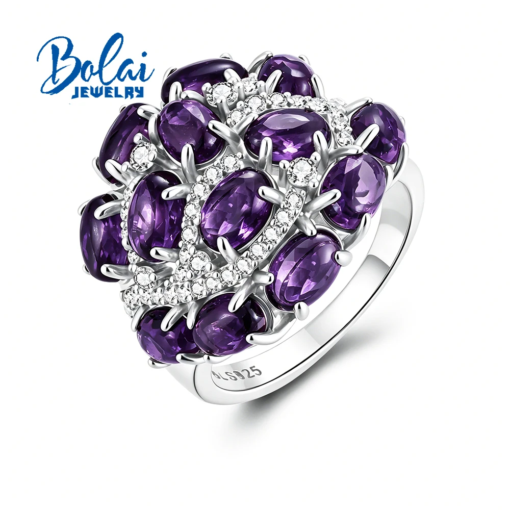 Natural Amethyst Women's Ring 925 Sterling Silver Real Gemstones Fine Jewelry for Anniversary And Proposal Gifts