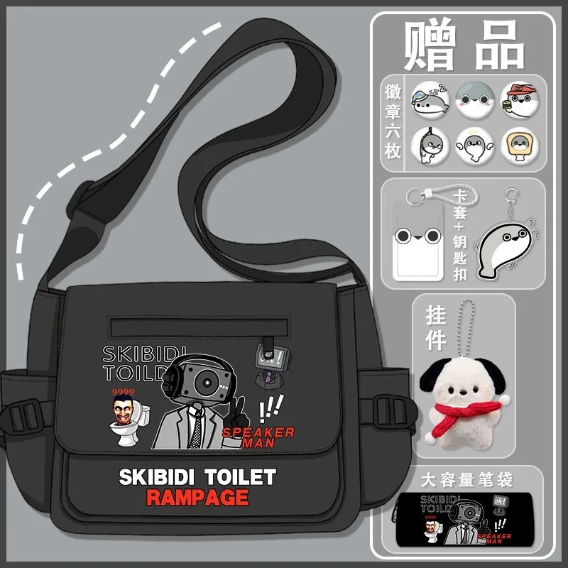 Black White Blue, Skibidi Toilet, Student Kids Teens, Anime Messenger Crossbody Shoulder Bags for School Girls Boys