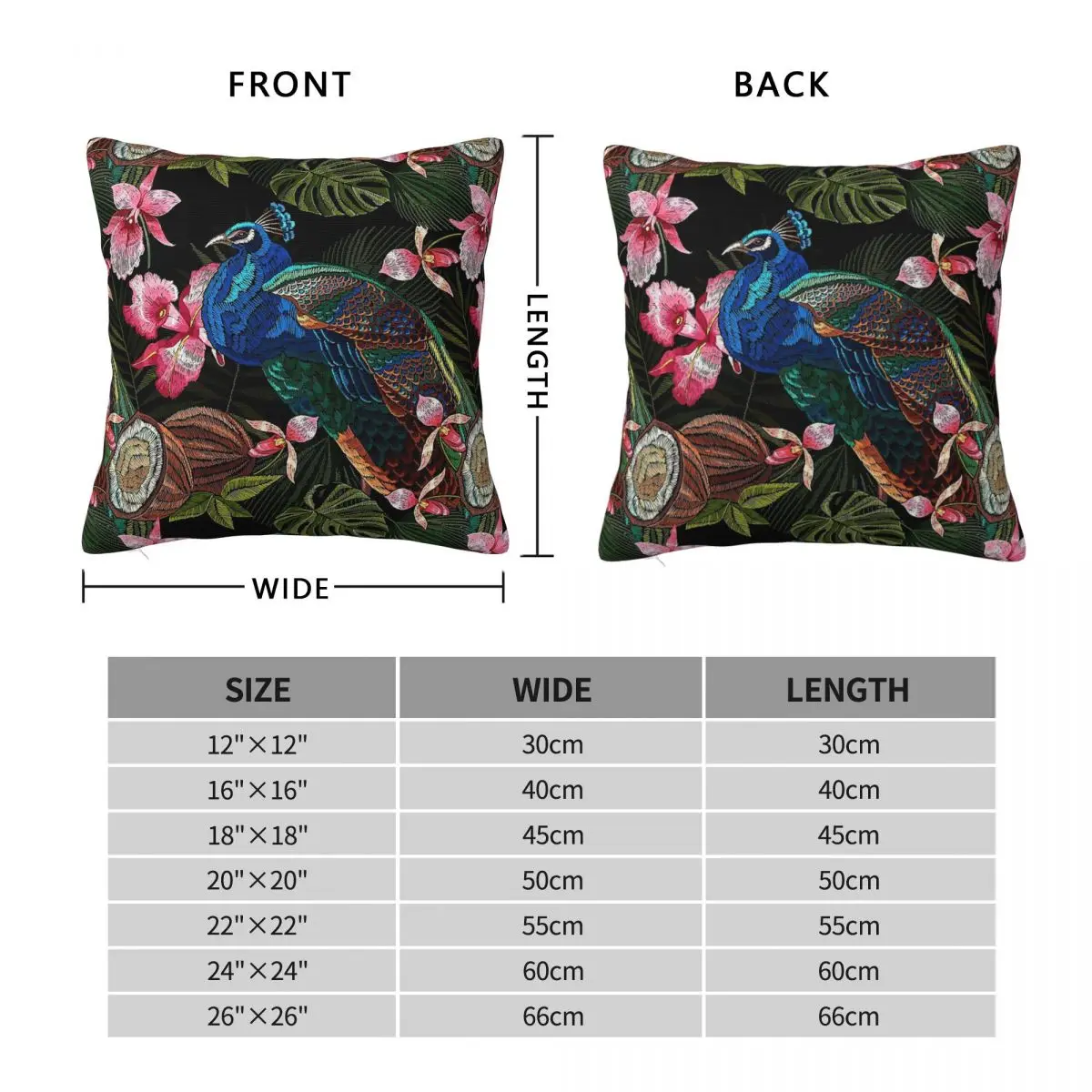 Peacocks And Orchid Flowers Pillowcase Polyester Linen Velvet Pattern Zip Decorative Pillow Case Car Cushion Cover