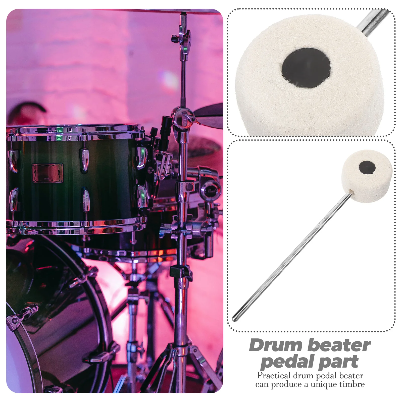 

Drum Pedal Beater Silver Single Double Felt Bass Accessories Replacement Part Foot Easy Use Practical Craftsmanship