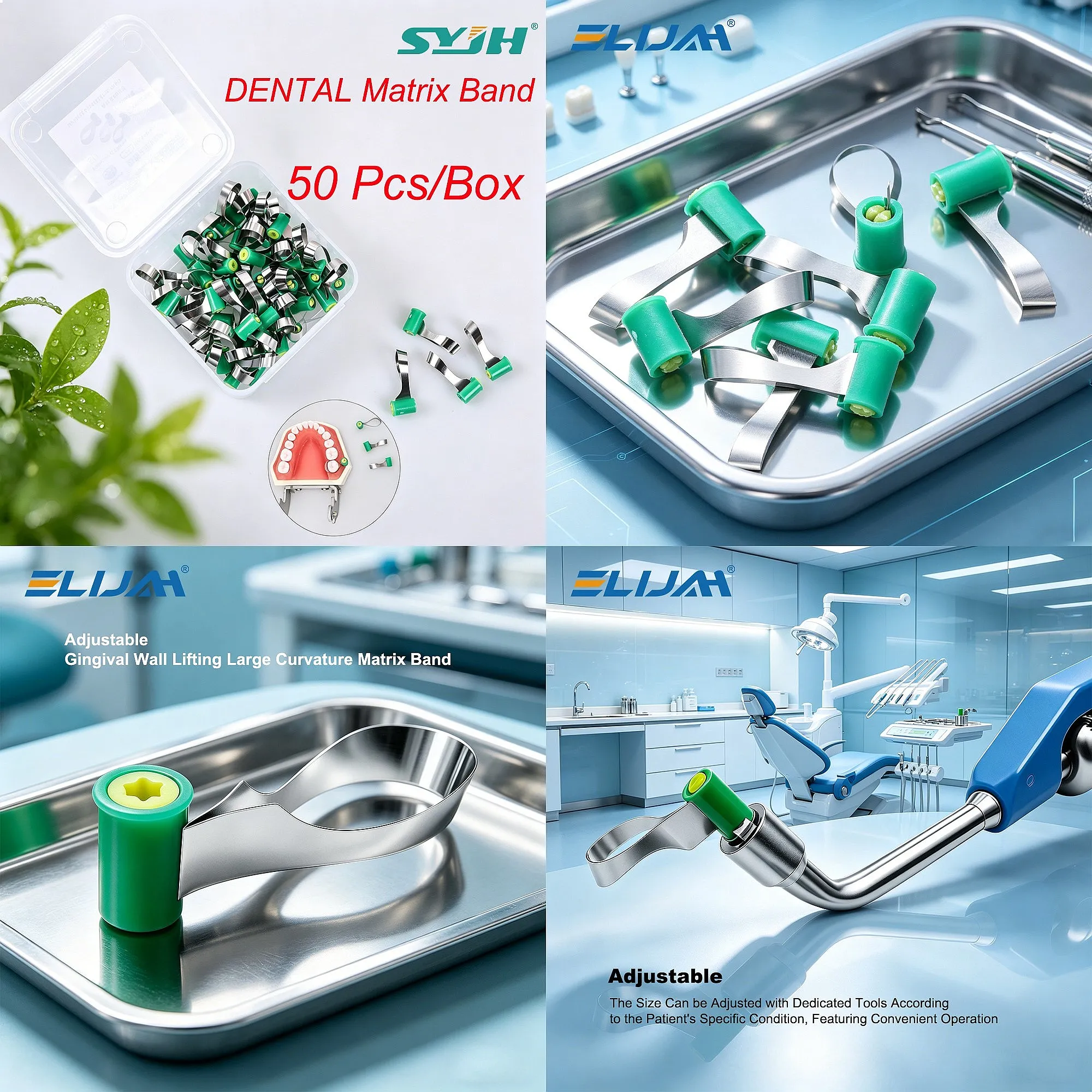 Dentals 50Pcs 5mm Double-Side Contoured Anatomically Shaped Stainless Steel Matrix Bands Dentistry Tools